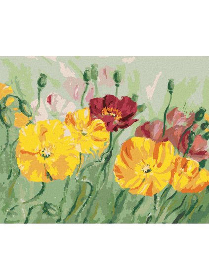 Diamantové maľovanie - FAREBNÝ VLČÍ MÁK (Rámovanie bez rámu a bez vypnutia plátna, Rozmer 40x50 cm)