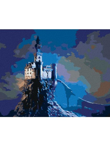 Diamantové maľovanie - STARÝ HRAD NA KOPČEKU (Rámovanie bez rámu a bez vypnutia plátna, Rozmer 40x50 cm)