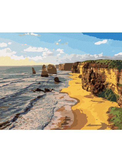 Diamantové maľovanie - ZÁPAD SLNKA NAD DVANÁSTIMI APOŠTOLMI AUSTRÁLIE (Rámovanie bez rámu a bez vypnutia plátna, Rozmer 40x50 cm)