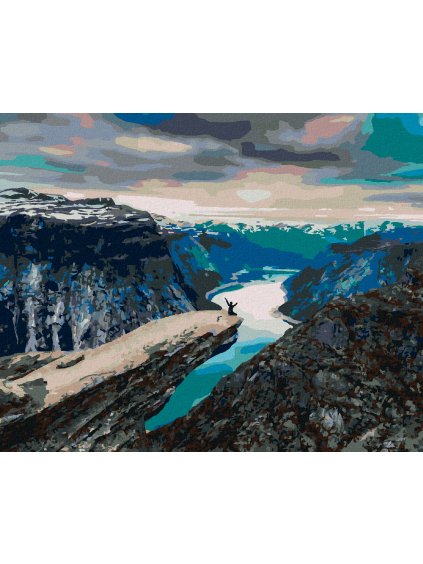 Diamantové maľovanie - MUŽ NA HORSKOM ÚTESE (Rámovanie bez rámu a bez vypnutia plátna, Rozmer 40x50 cm)