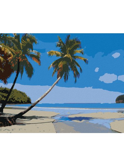Diamantové maľovanie - TROPICKÁ PLÁŽ V KARIBIKU (Rámovanie bez rámu a bez vypnutia plátna, Rozmer 40x50 cm)