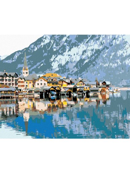 Diamantové maľovanie - HALLSTATT V ALPÁCH (Rámovanie bez rámu a bez vypnutia plátna, Rozmer 40x50 cm)