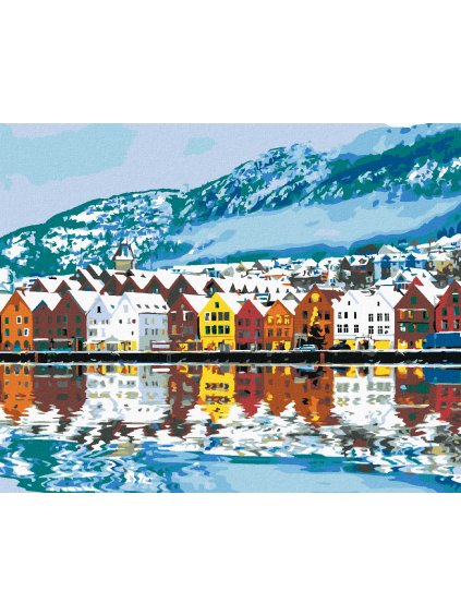 Diamantové maľovanie - MESTOČKO BERGEN V NÓRSKU (Rámovanie bez rámu a bez vypnutia plátna, Rozmer 40x50 cm)