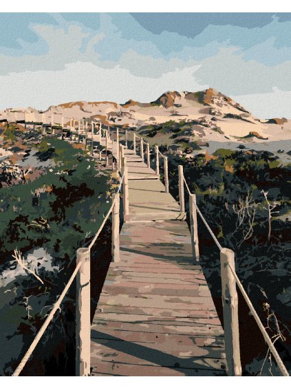 Diamantové maľovanie - DREVENÁ LÁVKA V PARKU SINTRA-CASCAIS (Rámovanie bez rámu a bez vypnutia plátna, Rozmer 40x50 cm)