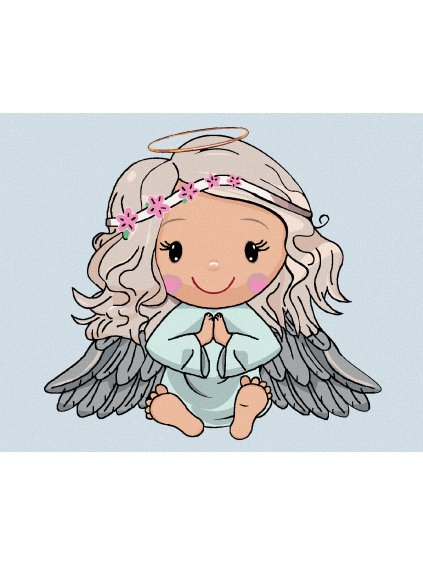 Diamantové maľovanie - DETSKÝ ANJEL S KUDRLINKAMI (Rámovanie bez rámu a bez vypnutia plátna, Rozmer 40x50 cm)