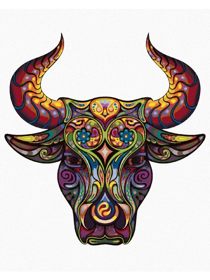 Diamantové maľovanie - BÝK S ORNAMENTAMI (Rámovanie bez rámu a bez vypnutia plátna, Rozmer 40x50 cm)