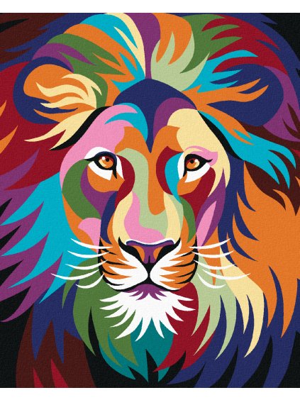 Diamantové maľovanie - FAREBNÝ LEV S HRIVOU (Rámovanie bez rámu a bez vypnutia plátna, Rozmer 40x50 cm)