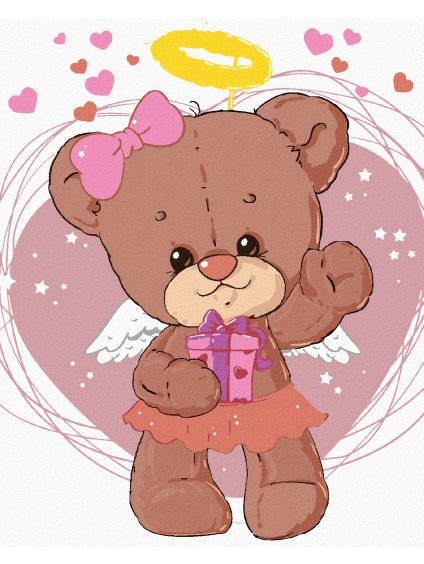 Diamantové maľovanie - MACKO ANJEL (Rámovanie bez rámu a bez vypnutia plátna, Rozmer 40x50 cm)