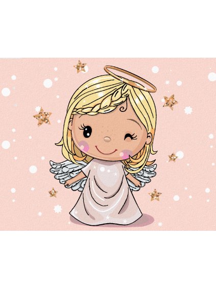 Diamantové maľovanie - ROZTOMILÝ BLONĎATÝ ANJEL (Rámovanie bez rámu a bez vypnutia plátna, Rozmer 40x50 cm)