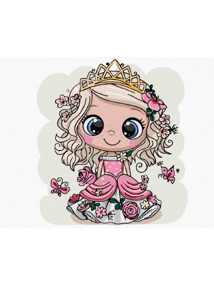 Diamantové maľovanie - DIEVČA PRINCEZNÁ S MOTÝĽMI (Rámovanie bez rámu a bez vypnutia plátna, Rozmer 40x50 cm)