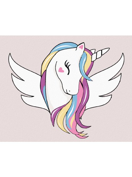 Diamantové maľovanie - ROZTOMILÝ JEDNOROŽEC S KRÍDLAMI (Rámovanie bez rámu a bez vypnutia plátna, Rozmer 40x50 cm)