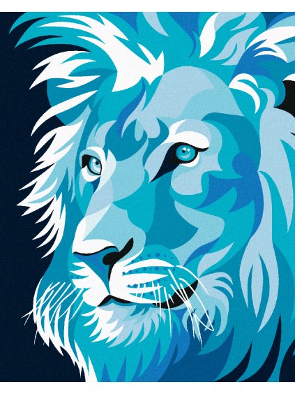 Diamantové maľovanie - MODRÝ LEV (Rámovanie bez rámu a bez vypnutia plátna, Rozmer 40x50 cm)