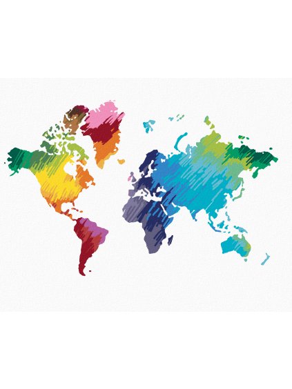 Diamantové maľovanie - FAREBNÁ MAPA SVETA IV (Rámovanie bez rámu a bez vypnutia plátna, Rozmer 40x50 cm)