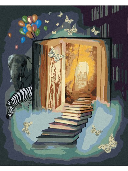 Diamantové maľovanie - ČAROVNÁ KNIHA (Rámovanie bez rámu a bez vypnutia plátna, Rozmer 40x50 cm)