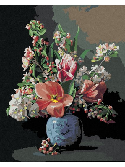 Diamantové maľovanie - ZÁTIŠIE KYTICE V PORCELÁNOVEJ VÁZE (PIETER WAGEMANS) (Rámovanie bez rámu a bez vypnutia plátna, Rozmer 40x50 cm)