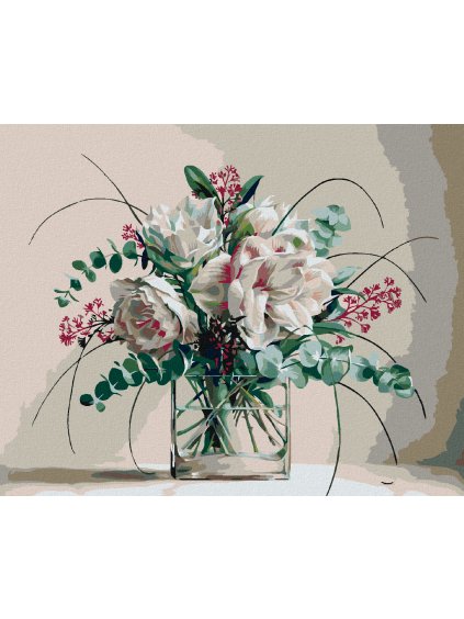 Diamantové maľovanie - ZÁTIŠIE KYTICE V SKLENENEJ VÁZE (PIETER WAGEMANS) (Rámovanie bez rámu a bez vypnutia plátna, Rozmer 40x50 cm)