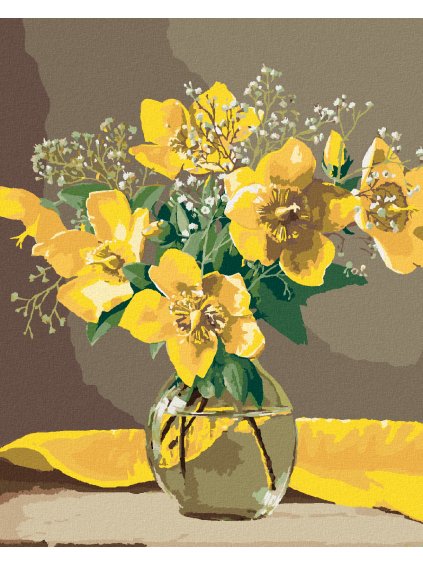 Diamantové maľovanie - ZÁTIŠIE ĽUBOVNÍK V SKLENENEJ VÁZE (PIETER WAGEMANS) (Rámovanie bez rámu a bez vypnutia plátna, Rozmer 40x50 cm)