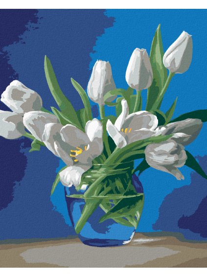 Diamantové maľovanie - ZÁTIŠIE TULIPÁNY V SKLENENEJ VÁZE (PIETER WAGEMANS) (Rámovanie bez rámu a bez vypnutia plátna, Rozmer 40x50 cm)