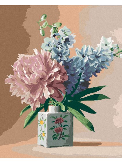 Diamantové maľovanie - ZÁTIŠIE HORTENZIE V KERAMICKEJ VÁZE (PIETER WAGEMANS) (Rámovanie bez rámu a bez vypnutia plátna, Rozmer 40x50 cm)