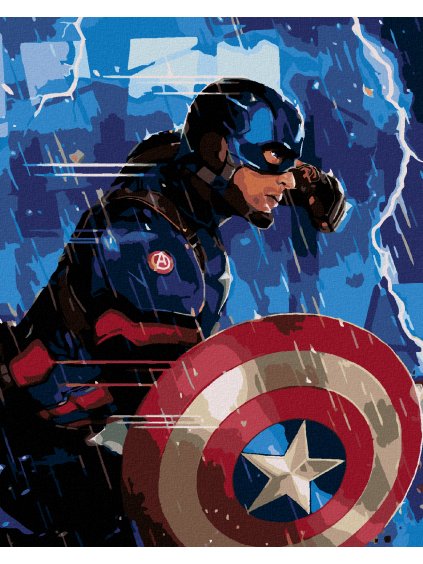 Diamantové maľovanie - KAPITÁN AMERIKA SO ŠTÍTOM (Rámovanie bez rámu a bez vypnutia plátna, Rozmer 40x50 cm)