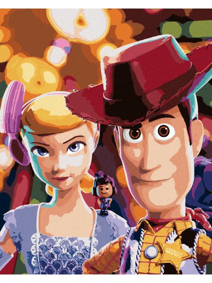 Diamantové maľovanie - WOODY A PASTIERKA (PRÍBEH HRAČIEK) (Rámovanie bez rámu a bez vypnutia plátna, Rozmer 40x50 cm)