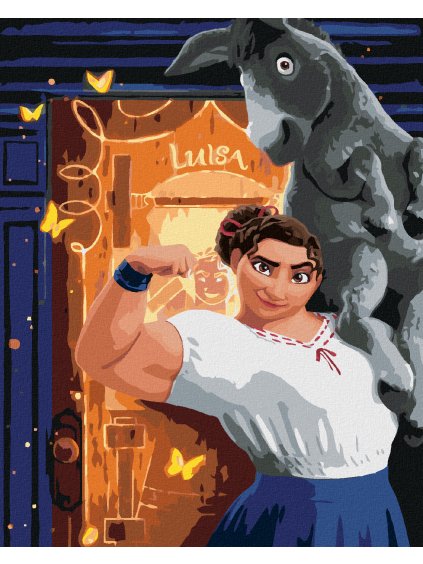 Diamantové maľovanie - LUISA S OSLOM (ENCANTO) (Rámovanie bez rámu a bez vypnutia plátna, Rozmer 40x50 cm)