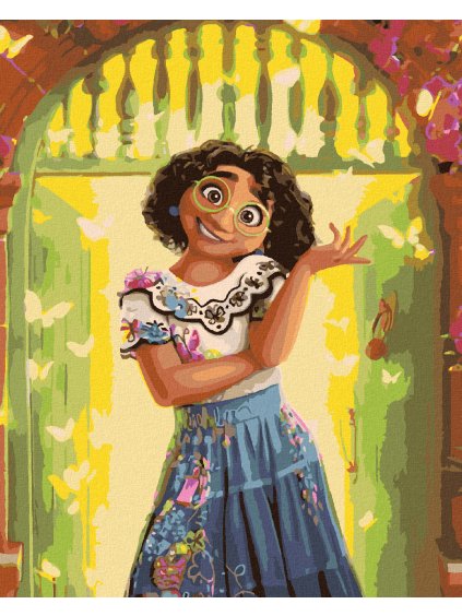 Diamantové maľovanie - MIRABEL PRI VSTUPNÝCH DVERÁCH (ENCANTO) (Rámovanie bez rámu a bez vypnutia plátna, Rozmer 40x50 cm)