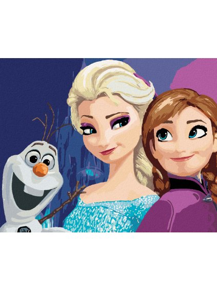 Diamantové maľovanie - ELZA, ANNA A OLAF (ĽADOVÉ KRÁĽOVSTVO) (Rámovanie bez rámu a bez vypnutia plátna, Rozmer 40x50 cm)