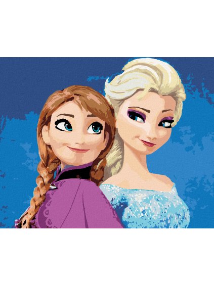 Diamantové maľovanie - ELZA A ANNA (ĽADOVÉ KRÁĽOVSTVO) (Rámovanie bez rámu a bez vypnutia plátna, Rozmer 40x50 cm)