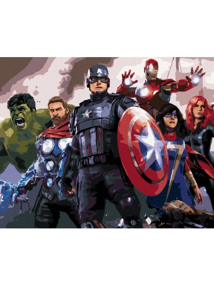 Diamantové maľovanie - PLAGÁT AVENGERS V BOJI (Rámovanie bez rámu a bez vypnutia plátna, Rozmer 40x50 cm)