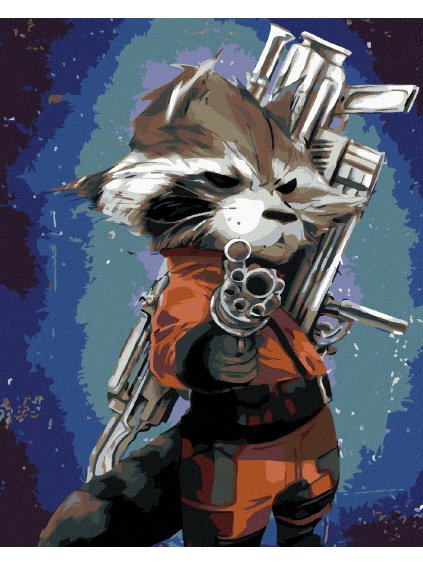 Diamantové maľovanie - ROCKET (STRÁŽCOVIA GALAXIE) (Rámovanie bez rámu a bez vypnutia plátna, Rozmer 40x50 cm)