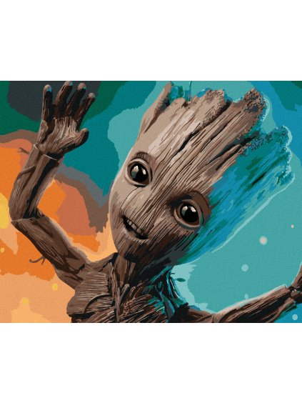 Diamantové maľovanie - USMIEVAVÝ GROOT (Rámovanie bez rámu a bez vypnutia plátna, Rozmer 40x50 cm)