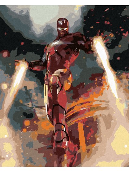 Diamantové maľovanie - IRON MAN V LETE (Rámovanie bez rámu a bez vypnutia plátna, Rozmer 40x50 cm)
