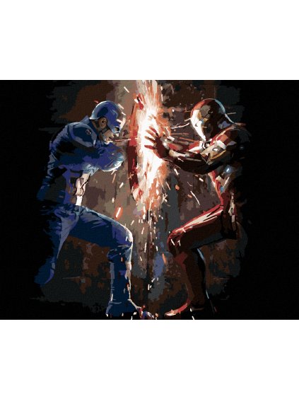Diamantové maľovanie - IRON MAN VS KAPITÁN AMERIKA (Rámovanie bez rámu a bez vypnutia plátna, Rozmer 40x50 cm)
