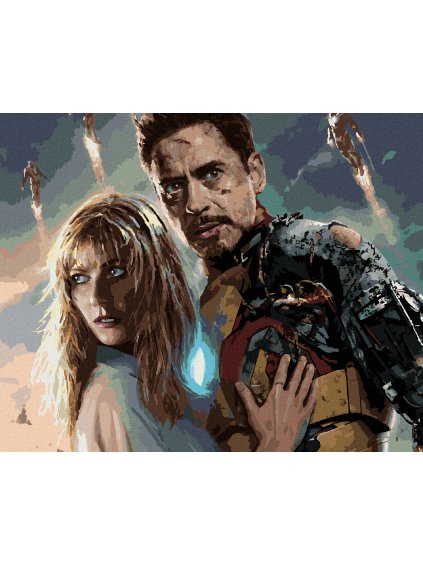 Diamantové maľovanie - IRON MAN A PEPPER (Rámovanie bez rámu a bez vypnutia plátna, Rozmer 40x50 cm)