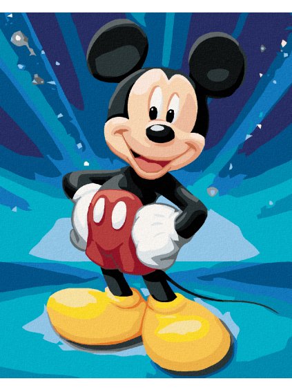 Diamantové maľovanie - MICKEY MOUSE NA MODROM POZADÍ (Rámovanie bez rámu a bez vypnutia plátna, Rozmer 40x50 cm)
