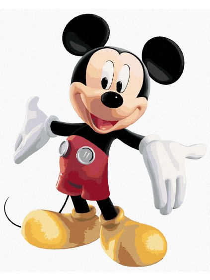 Diamantové maľovanie - MICKEY MOUSE NA BIELOM POZADÍ (Rámovanie bez rámu a bez vypnutia plátna, Rozmer 40x50 cm)