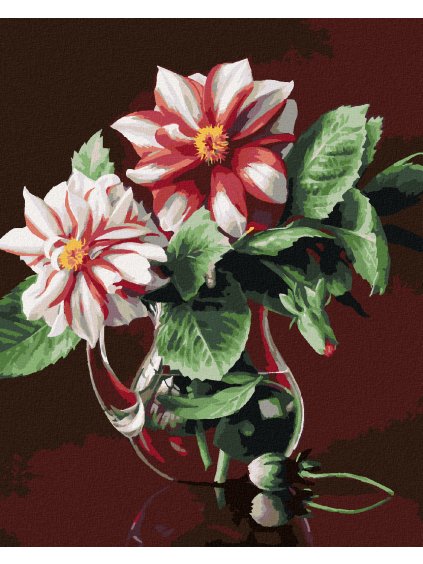 Diamantové maľovanie - ZÁTIŠIE GEORGÍNY V SKLENENEJ KANVICI (PIETER WAGEMANS) (Rámovanie bez rámu a bez vypnutia plátna, Rozmer 40x50 cm)