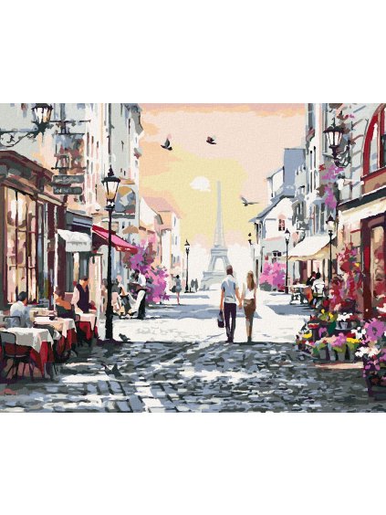 Diamantové maľovanie - MILENCI V PARÍŽI (RICHARD MACNEIL) (Rámovanie bez rámu a bez vypnutia plátna, Rozmer 40x50 cm)