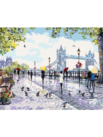 Diamantové maľovanie - ĽUDIA PRI TOWER BRIDGE (RICHARD MACNEIL) (Rámovanie bez rámu a bez vypnutia plátna, Rozmer 40x50 cm)