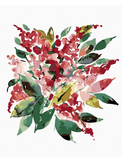 Diamantové maľovanie - ZIMNÁ ZELEŇ A RUŽOVÉ KVETY (ALEXANDRIA GILBERT) (Rámovanie bez rámu a bez vypnutia plátna, Rozmer 40x50 cm)