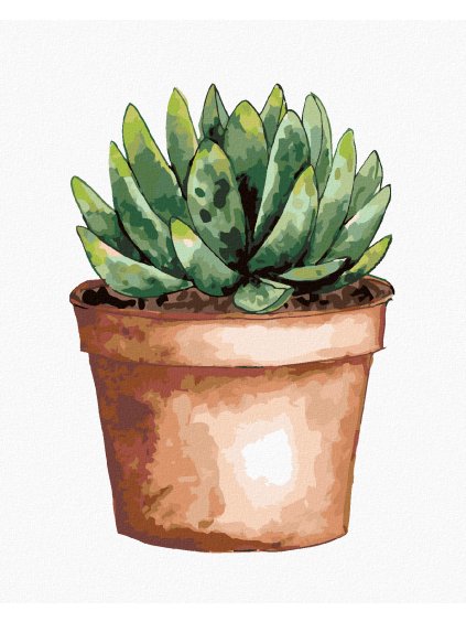 Diamantové maľovanie - SUKULENT V HNEDOM KVETINÁČI (ALEXANDRIA GILBERT) (Rámovanie bez rámu a bez vypnutia plátna, Rozmer 40x50 cm)