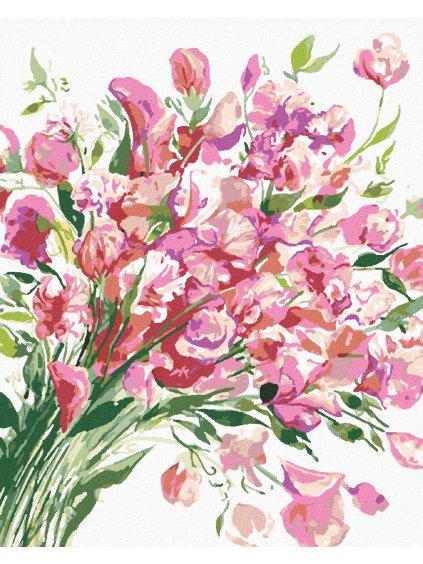 Diamantové maľovanie - RUŽOVÉ KVETY HRACHORU (ALEXANDRIA GILBERT) (Rámovanie bez rámu a bez vypnutia plátna, Rozmer 40x50 cm)