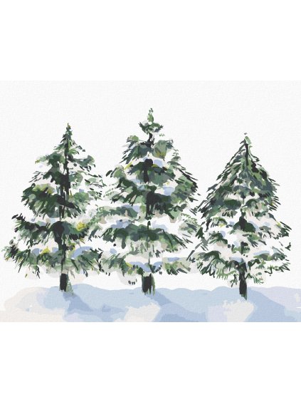 Diamantové maľovanie - TRI IHLIČNATÉ STROMY A SNEH (ALEXANDRIA GILBERT) (Rámovanie bez rámu a bez vypnutia plátna, Rozmer 40x50 cm)