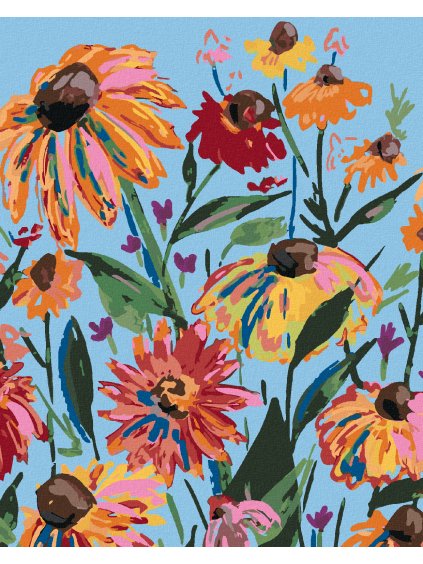 Diamantové maľovanie - ORANŽOVÉ KVETY A NEBO (ALEXANDRIA GILBERT) (Rámovanie bez rámu a bez vypnutia plátna, Rozmer 40x50 cm)