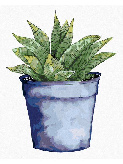 Diamantové maľovanie - SUKULENT V MODROM KVETINÁČI (ALEXANDRIA GILBERT) (Rámovanie bez rámu a bez vypnutia plátna, Rozmer 40x50 cm)