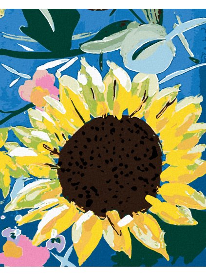 Diamantové maľovanie - SLNEČNICA A LISTY (ALEXANDRIA GILBERT) (Rámovanie bez rámu a bez vypnutia plátna, Rozmer 40x50 cm)