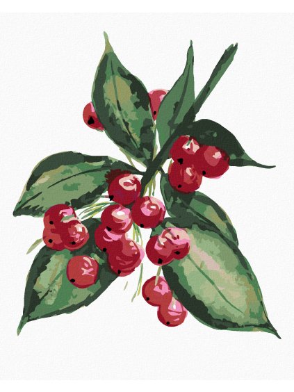 Diamantové maľovanie - VETVA STROMU CEZMÍNA S ČERVENÝMI PLODMI (ALEXANDRIA GILBERT) (Rámovanie bez rámu a bez vypnutia plátna, Rozmer 40x50 cm)