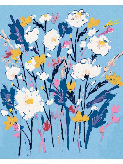 Diamantové maľovanie - DIVOKÉ KVETY S BIELYMI KVETMI (ALEXANDRIA GILBERT) (Rámovanie bez rámu a bez vypnutia plátna, Rozmer 40x50 cm)