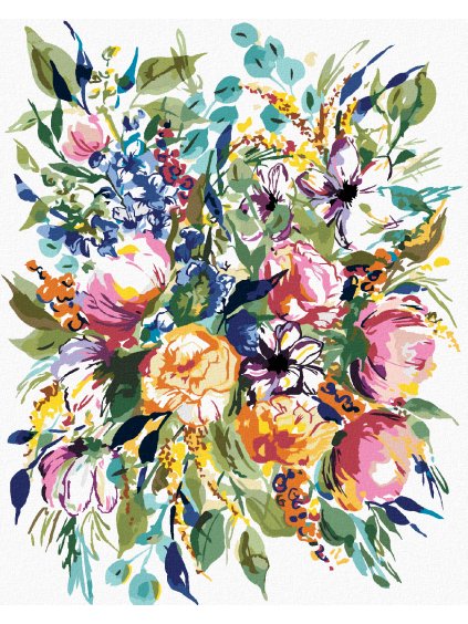 Diamantové maľovanie - FAREBNÉ KVETY (ALEXANDRIA GILBERT) (Rámovanie bez rámu a bez vypnutia plátna, Rozmer 40x50 cm)